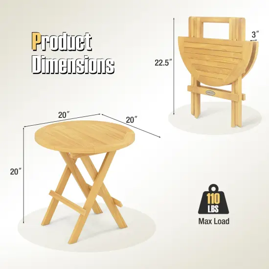 Teak Wood Folding Side Table with Slatted Top, X-Shaped Base and Versatile Outdoor Use {5}