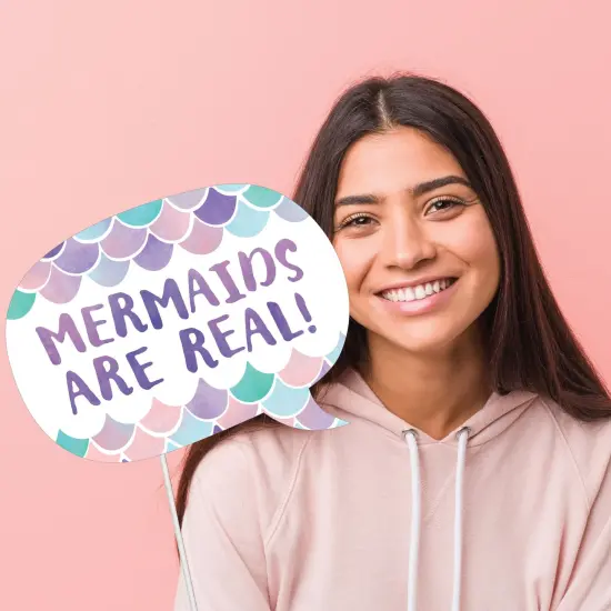 Big Dot of Happiness Mermaid Photo Booth Props Kit, Under the Sea Mermaid Birthday Party Supplies - 20 Count Selfie Prop Sticks {5}