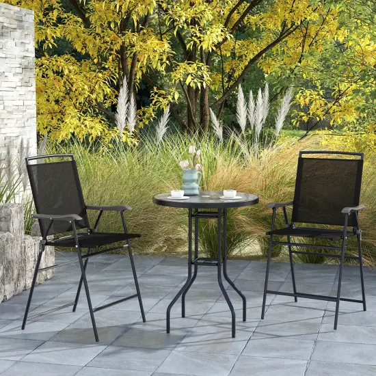 3 Pieces Outdoor Bar Stool Set with Umbrella Hole and Metal Frame Ideal for Outdoor {2}
