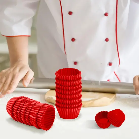 Mini Cupcake Liners 1 Inch Paper Cupcake Wrappers Baking Cups Small Muffin Liners 1000 Pieces Dessert Wrappers for Christmas Festival, Wine Red {2}