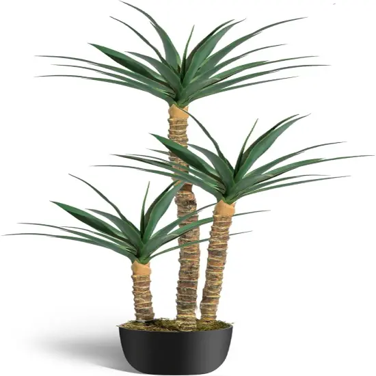 6FT Artificial Tree Faux Agave Plant Indoor, Tall Faux Plant with 3 Heads in Potted Silk Fake Tree for Home Living Rome Office Decor Housewarming Gifts {1}