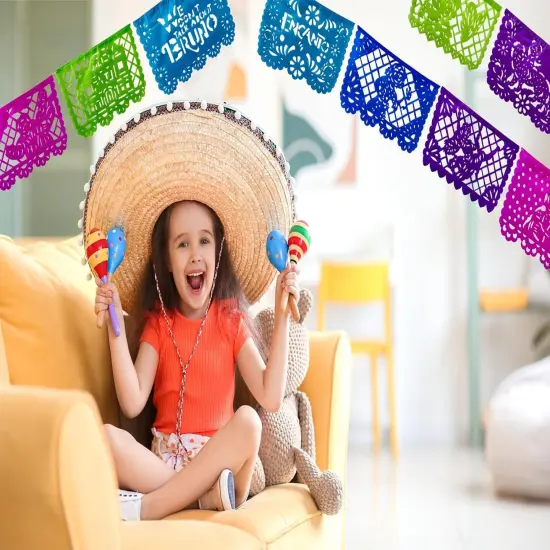 Encanto Paper Banner Set, Papel Picado Mexicano (PAPER 4-pack; 50-ft total) | Mexican Party Decorations with Movie Scenes & Character Doors | Encanto Party Decorations, Cinco de Mayo Decor {5}