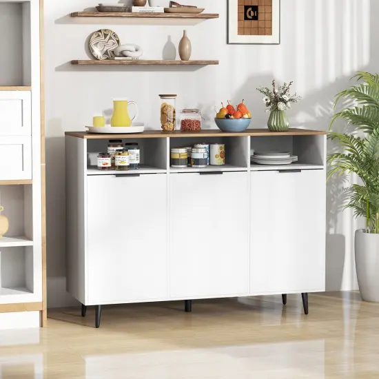 Sideboard Buffet Cabinet Kitchen Storage Cabinet with 5-Position Adjustable Shelves-White {6}