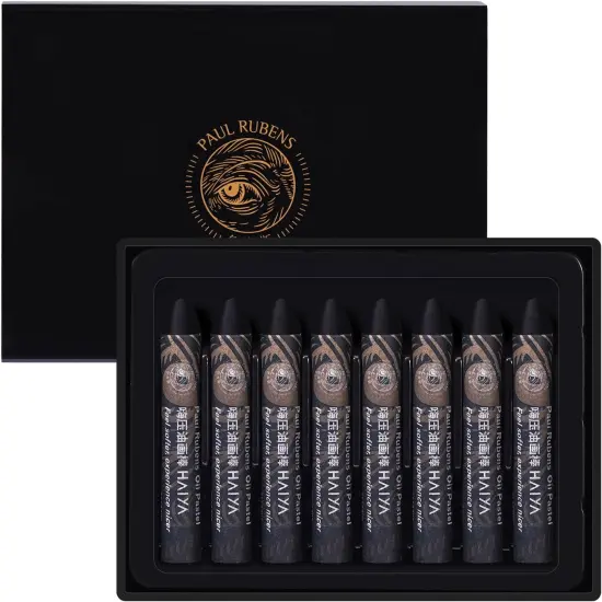 Oil Pastels, 8PCS Black Oil Pastel Set with Creamy Texture Easy to Blend, Bullet Heads HAIYA Oil Pastels for Artists and Beginners, Art Supplies for Painting and Drawing {1}