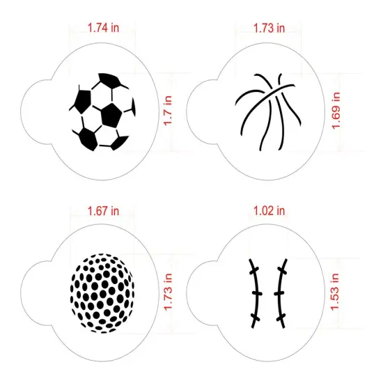 Small Sports Ball Cookie Stencils: Basketball, Golf, Soccer, Baseball | C219 by Designer Stencils | {2}