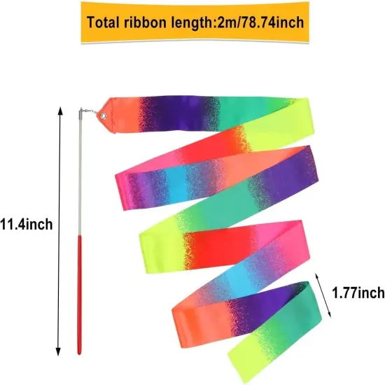 20 Pack Ribbon Dancing Wands Party Favors for Kids, Rainbow Birthday Decorations, Princess Party Supplies, Girls Party Games, Gymnastics Goody Bag Stuffers (Rainbow) {4}