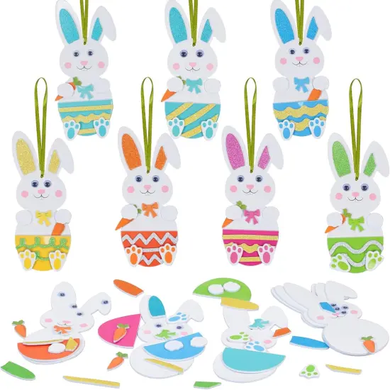 12 Pack Easter Bunny Craft for Kids Make You Own Easter Rabbit Foam Stickers Ornament {1}