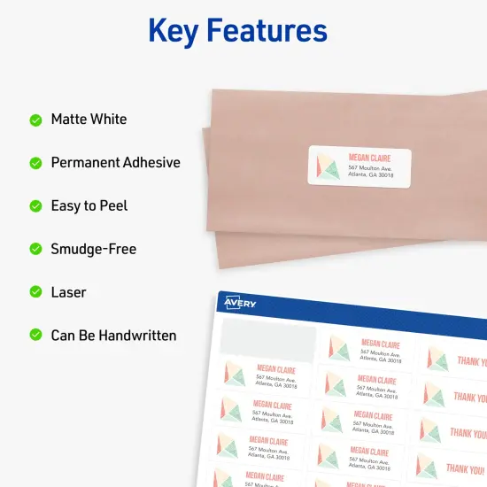 Avery Easy Peel Printable Address Labels with Sure Feed, 1" x 2-5/8" Customizable Stickers, White, 7,500 Blank Mailing Labels, Great for Mailing, Shipping, and More (5960) {3}