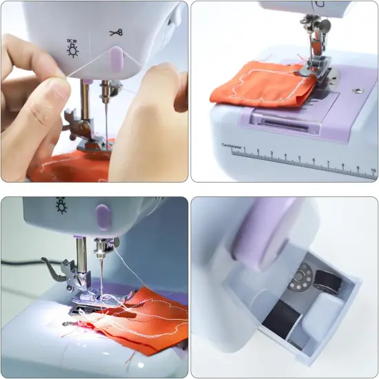 Portable Electric Sewing Machine with 12 Built-in Stitches, LED Light, Foot Pedal, Easy Threading, Ideal for Beginners & DIY Projects {4}