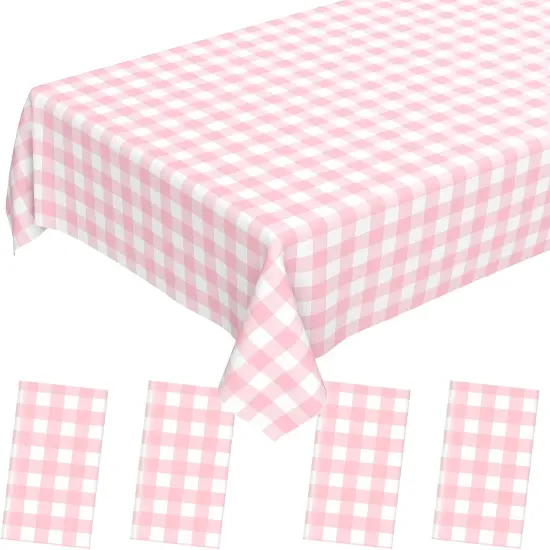 4 Pcs Pink Gingham Tablecloth {1}