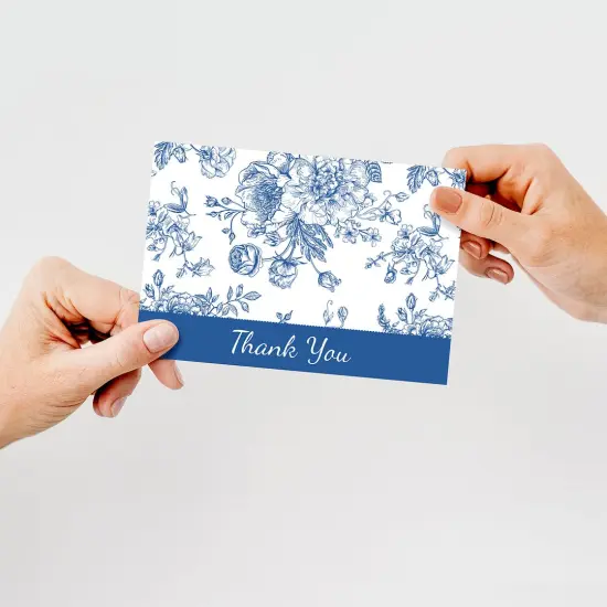 Great Papers! Blue Floral Toile Thank You Note Card and White Envelope, 4.875" x 3.375", 24 count {3}