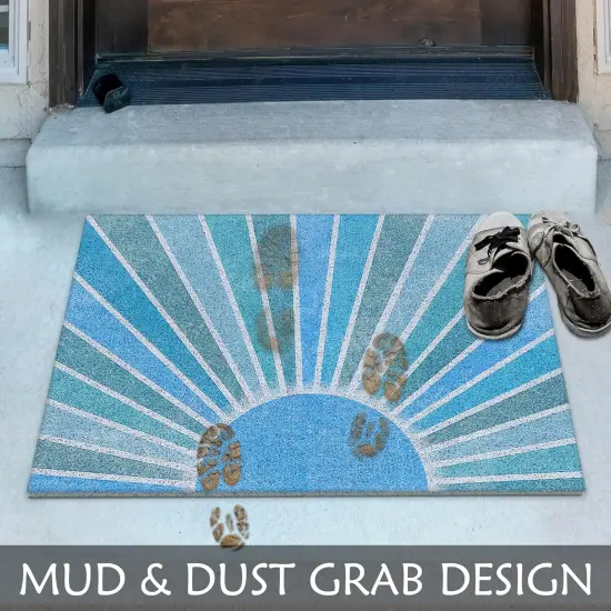 Boho Welcome Mat - Blue - 17x30 Indoor/Outdoor Entrance, Boho Style {2}