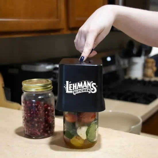 Lehman's Mason Jar Vacuum Sealer, Cordless, Easy One-Touch Operation, Extends Freshness, Includes 6 Canning Lids (3 Wide-Mouth, 3 Regular-Mouth), Rechargeable Battery, Ideal for Food Storage {5}