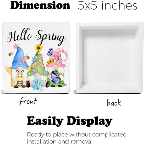 Spring Decor - Spring Gnomes Decorations - Rustic Home Decor for Desk Table Shelf {2}