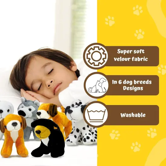 4E's Novelty 12 Pack Assorted Stuffed Dogs - 5&rsquo;&rsquo; Small Plush Animals in 6 Designs, Dog Themed Party Favors {3}