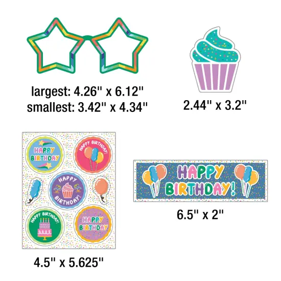 Carson Dellosa 92-Piece Birthday Party Decor Set, Bday Banner, Photo Booth Frame With Props, Bulletin Board Decorations, Chart, Favors for Goodie Bag, and More {4}