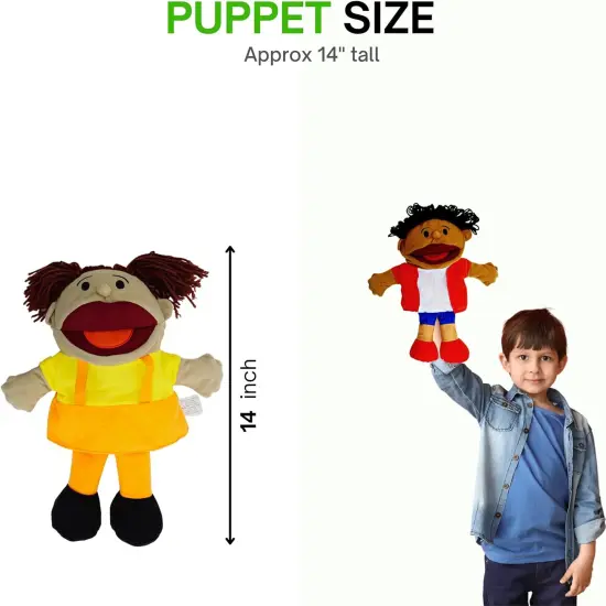 4E&rsquo;s Novelty 8 Pack Multicultural Hand Puppets for Kids with Movable Mouth&mdash;Soft Plush for Puppet Show Theater {3}