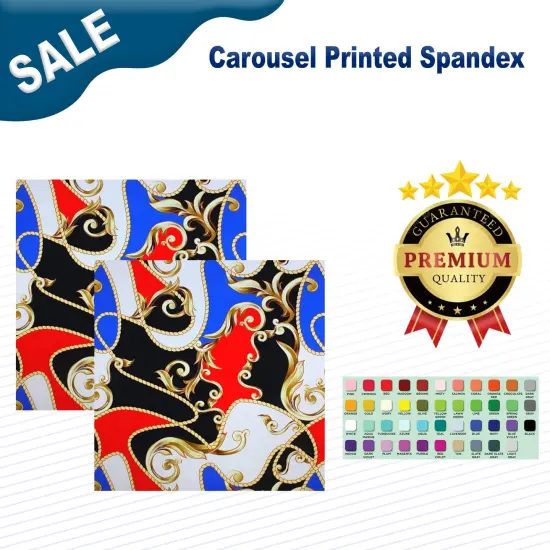 Carousel Printed Spandex Blue/Teal {2}