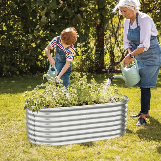 Costway 2 PCS Raised Garden Bed Kit Planter Raised Garden Boxes Outdoor 65" x 32" x 24" Gray/Silver {2}