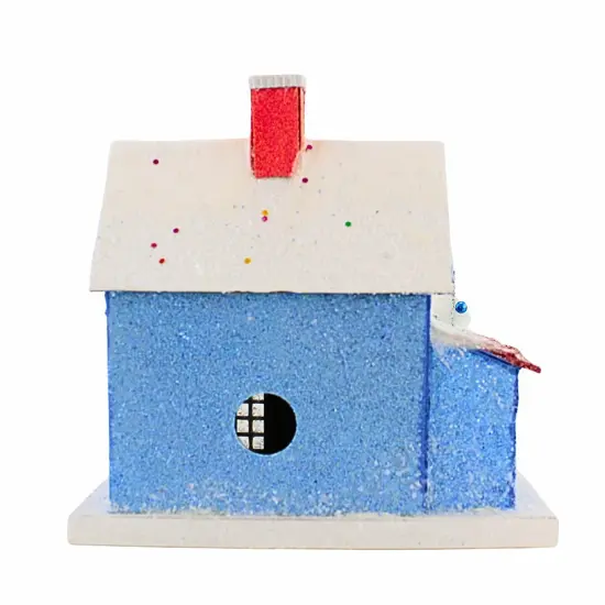 Cody Foster 9.75 In Confetti Cottage Christmas Putz House , Christmas Decor Village House Putz Blue {4}