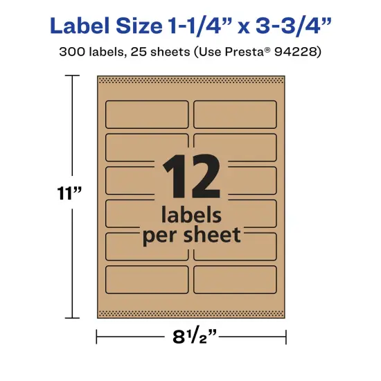 Avery Kraft Brown Rectangle Labels with Sure Feed, 1.25" x 3.75" {5}