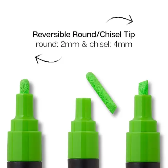 KINGART&reg; Liquid Chalk Markers, Neon Colors, Round & Chisel Tip, Set of 8 {3}