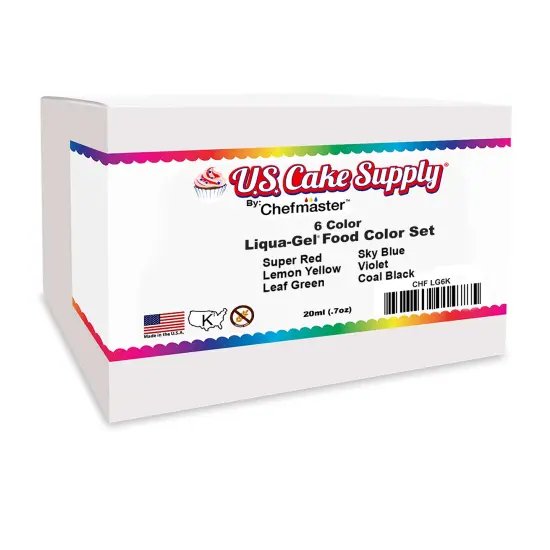 US Cake Supply by Chefmaster 6 Liqua-Gel Cake Color Kit, 0.7 fl. oz. {6}