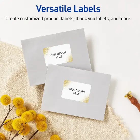 Avery Printable Rectangle Labels with Sure Feed Technology, Pre-Printed Gold Blush Pattern, Glossy White, 2" x 3", Laser & Inkjet Compatible, 80 Total, Great for Branding, Marketing, and Events {6}