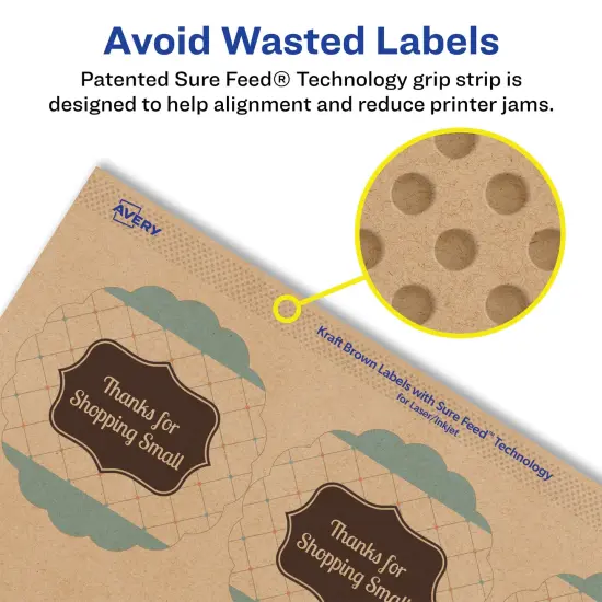 Avery Kraft Brown Round Scalloped Labels with Sure Feed, 2.5" diameter {4}