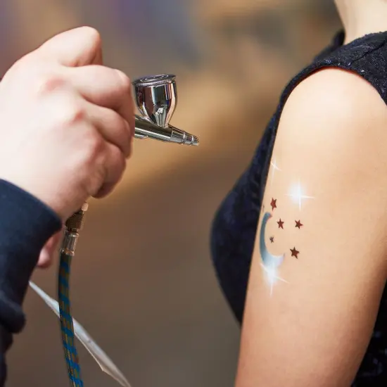 4 Color Airbrush Face & Body Water Based Painting Set; Black, Red, Yellow and Blue in 1 oz. Bottles {2}