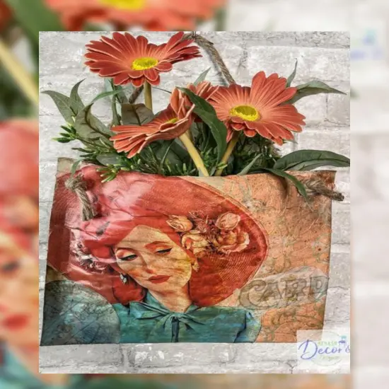 Red Hat Lady - Art Paper for Decoupage and Mixed Media 24x36 {2}