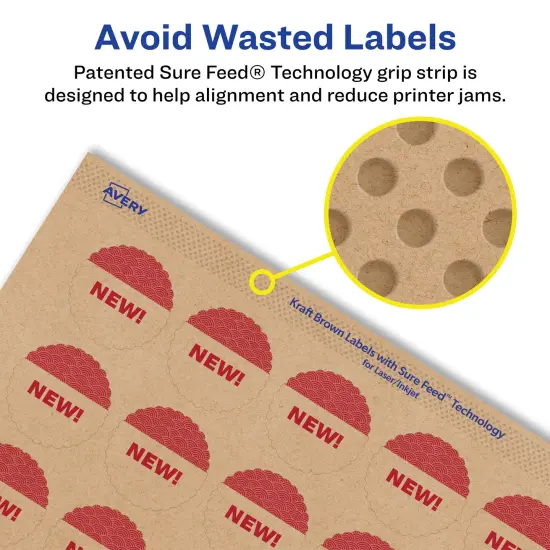 Avery Kraft Brown Starburst Labels with Sure Feed, 1" {4}