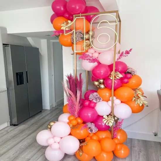60 Pcs 12 inch Pink and Orange Latex Balloons {3}
