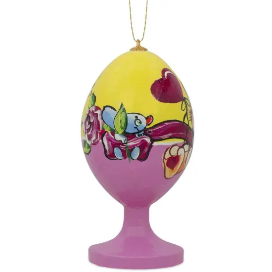 Cat with Valentine's Day Bouquet Wooden Christmas Ornament {3}