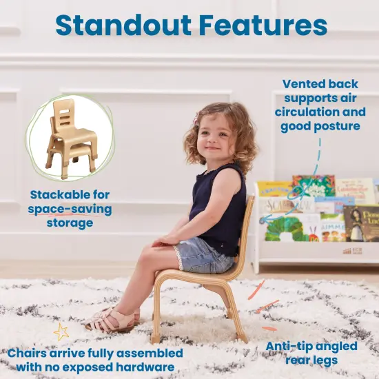 Bentwood Chair, 8in Seat Height, Stackable Seats, 2-Pack Natural {4}