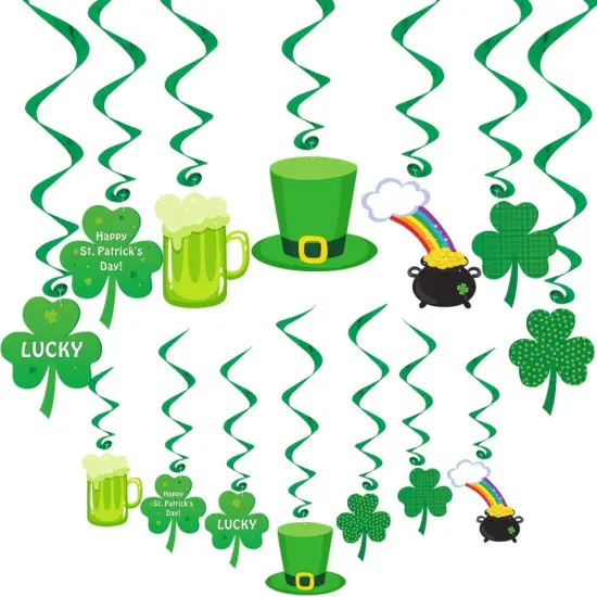 40ct St. Patrick's Day Decorations Kit, Hanging Swirls, Banner, Shamrock Garlands for St. Patrick's Day Decor, St. Patrick's Day Party Favor {2}