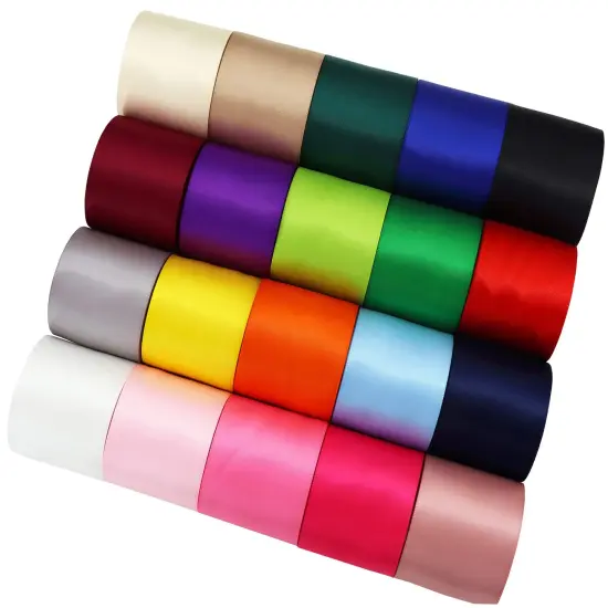 YERELO Double Face Satin Ribbon 2 inch Ribbon 20 Solid Color Ribbon Assortment, 2" X 2 Yard Each Total 40 Yards Per Package, Ribbon for Gift Wrapping Ribbons for Crafts Hair Ribbons {1}