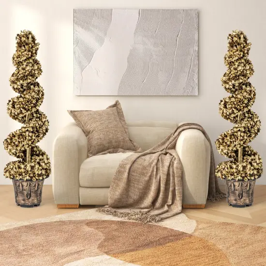 2-Pieces 4 Feet Artificial Topiary Spiral Tree with Vintage Plastic Nursery Pot {3}