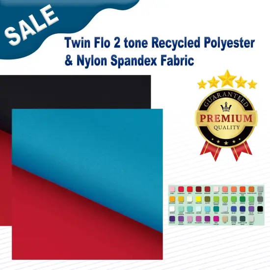 Twin Flo 2 tone Recycled Polyester & Nylon Spandex Fabric Red/Turq Blue {2}