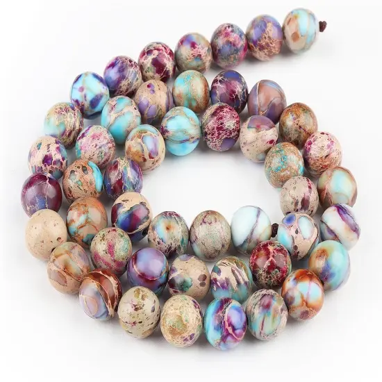 Natural Stone Beads Gemstone Beads for Jewelry Making - Galaxy Sea Sediment Jasper Beads for Bracelets, 6mm Semi Precious Crystal Round Beads(58-60pcs, 6mm, Galaxy Sea Sediment Jasper) {2}