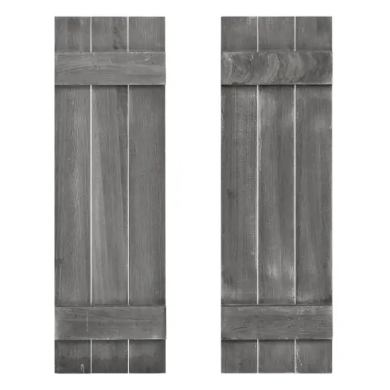 Farmhouse Paulownia Wood Window Shutters Set of 2 for Windows Dark Grey {8}