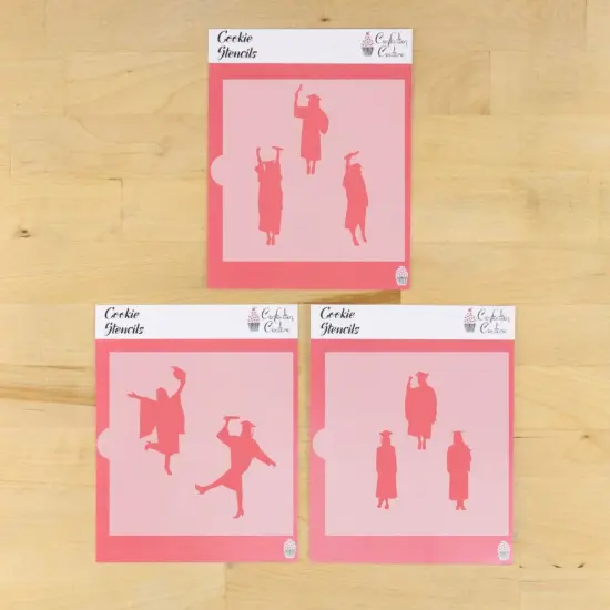 Female Graduate Silhouettes 3 Piece Cookie Stencil Bundle {1}