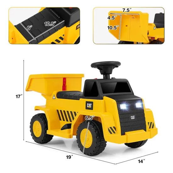 Yellow Electric 6V Licensed Caterpillar Construction Ride-On Vehicle with One-Button Start {4}
