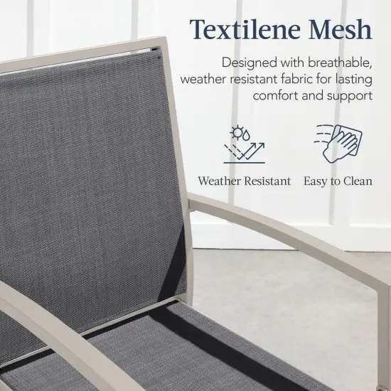 Best Choice Products Outdoor Barstools Set of 2, Bar Height Patio Chairs w/ All-Weather Mesh Taupe/Charcoal {4}