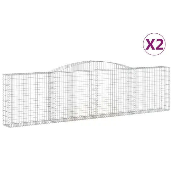 vidaXL Arched Gabion Baskets 2 pcs 157.5"x11.8"x39.4"47.2" Galvanized Iron {2}