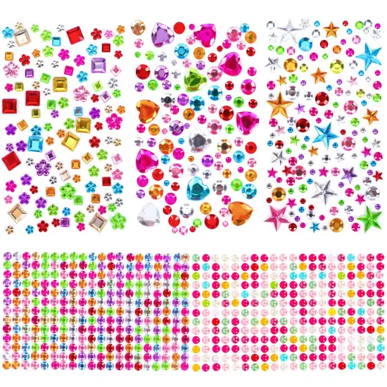 880pcs Gem Stickers Rhinestones for Crafts - Self Adhesive Jewels Stickers, Acrylic Gems DIY Craft Decorative Diamond Stickers, Small Stickers for Kids {1}