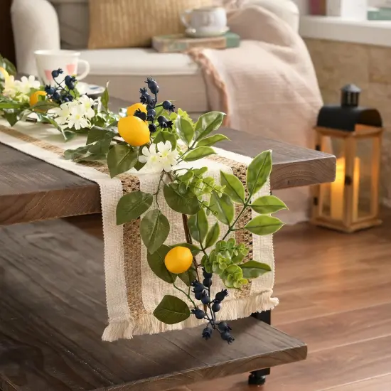 Spring Artificial Lemon Garland for Mantle with Lights, 6FT Summer Fake Fruit Garland Decoration for Stairs, Thin Faux Floral Greenery Vine for Table Centrepiece Farmhouse Home Decor {4}