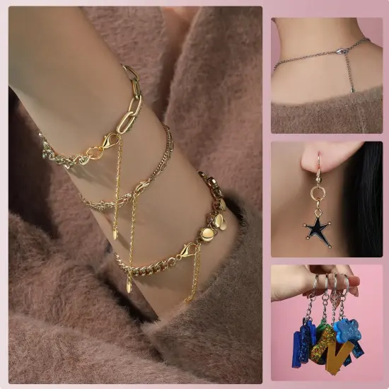 Jump Rings, 968pcs Jewelry Making Supplies, Jump Rings for Jewelry Making, Gold Silver Jump Rings for Charm, Lobster Claw Clasps for Necklace Bracelet Jewelry, Key Chain Rings for Keychain {2}