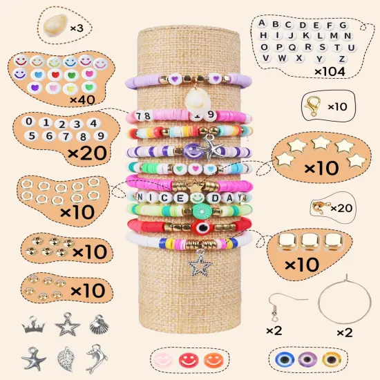 Clay Beads Bracelet Making Kit 5000 Pcs Friendship Bracelet Kits Flat Beads for Jewelry Making Polymer Heishi Beads Set for Bracelet Necklace DIY Crafts Gift for Girls Ages 6-12 {4}