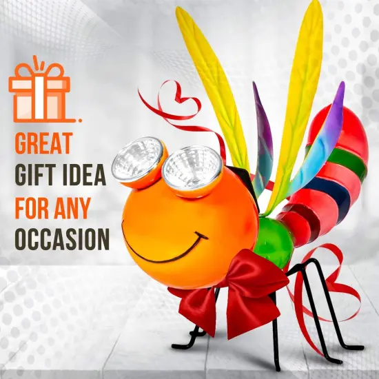 Dragonfly Solar Light - Metal Yard Art - Add Whimsy To Your Garden - Solar Yard Decorations - Outdoor Decor {3}